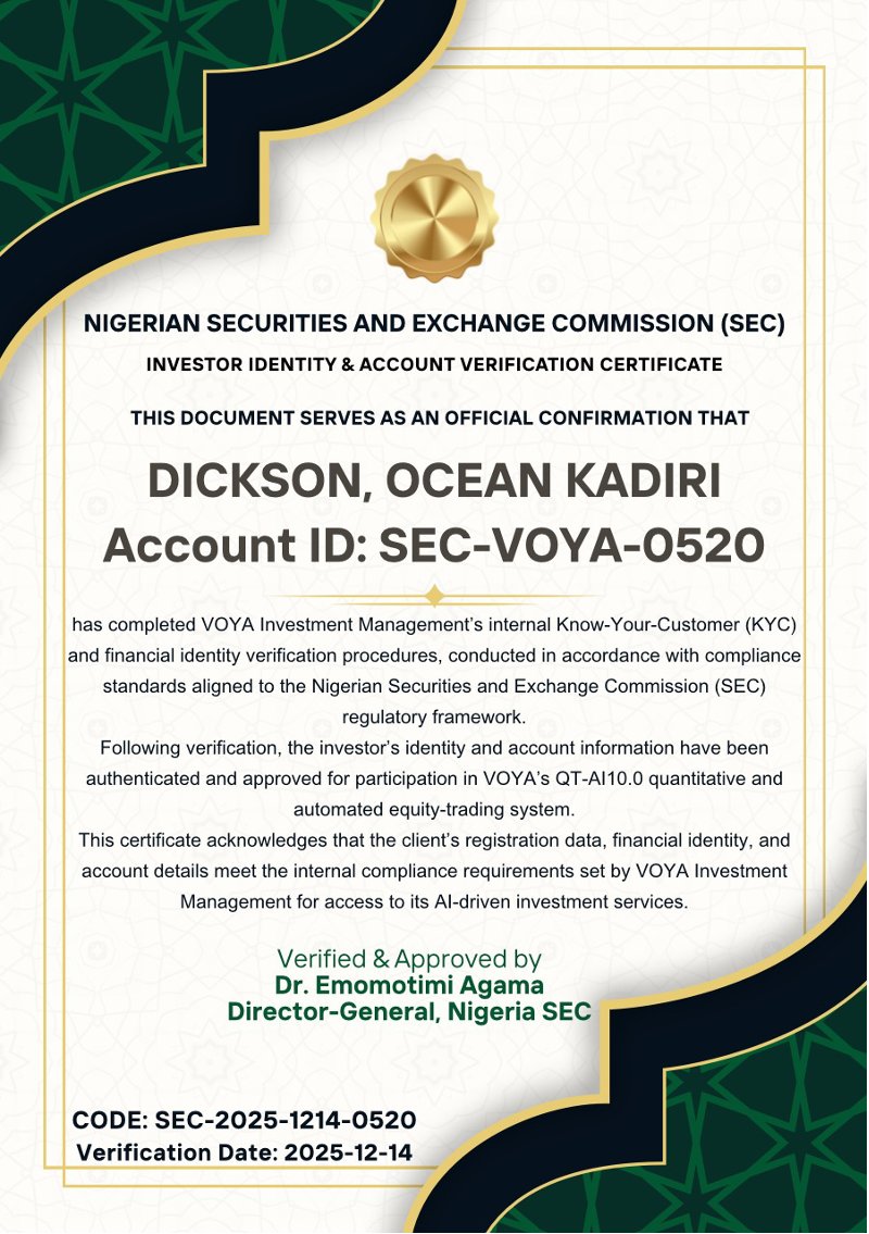 Voya fake certificate